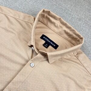 Mizzen & Main Short Sleeve Shirt Men's Large Trim Fit Button Up Stretch Peach